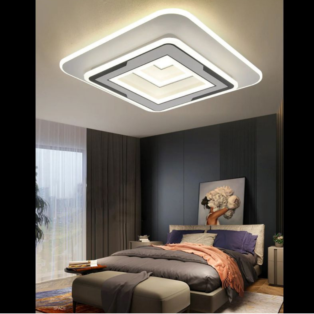 Lustra LED Modern Style 1 ,cu telecomanda, 120W, alb, cu trei tipuri de lumina, intensitate reglabila