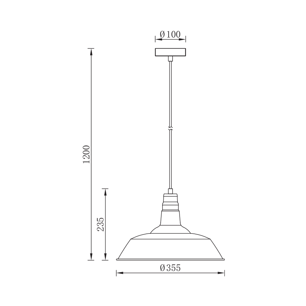 Pendul design industrial BRZ P003R-1H-1xE27 max 23W