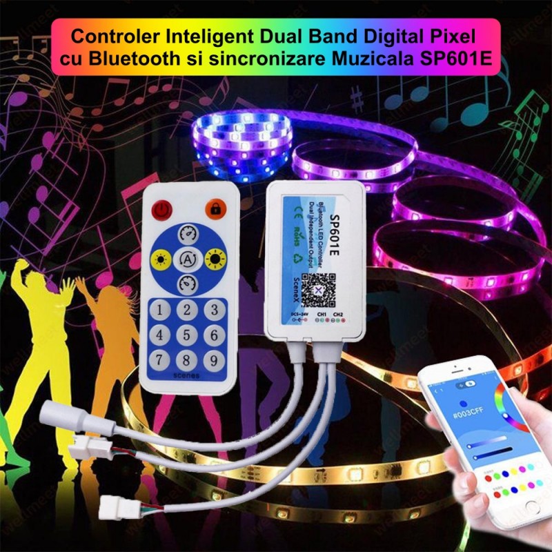 Controller Banda Led Pixel 2 canale cu Bluetooth SP601E