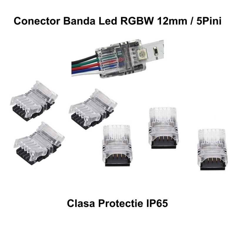 Conector banda led RGB 12mm 5 pini 5 fire