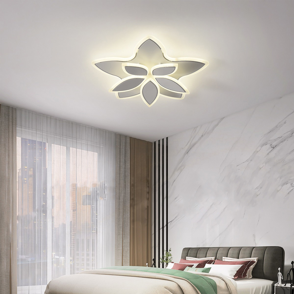 Lustra tip Led Flower Concept 1, cu telecomanda, 90W, alb, cu Trei modalitati de iluminare, Trei modalitati de iluminare