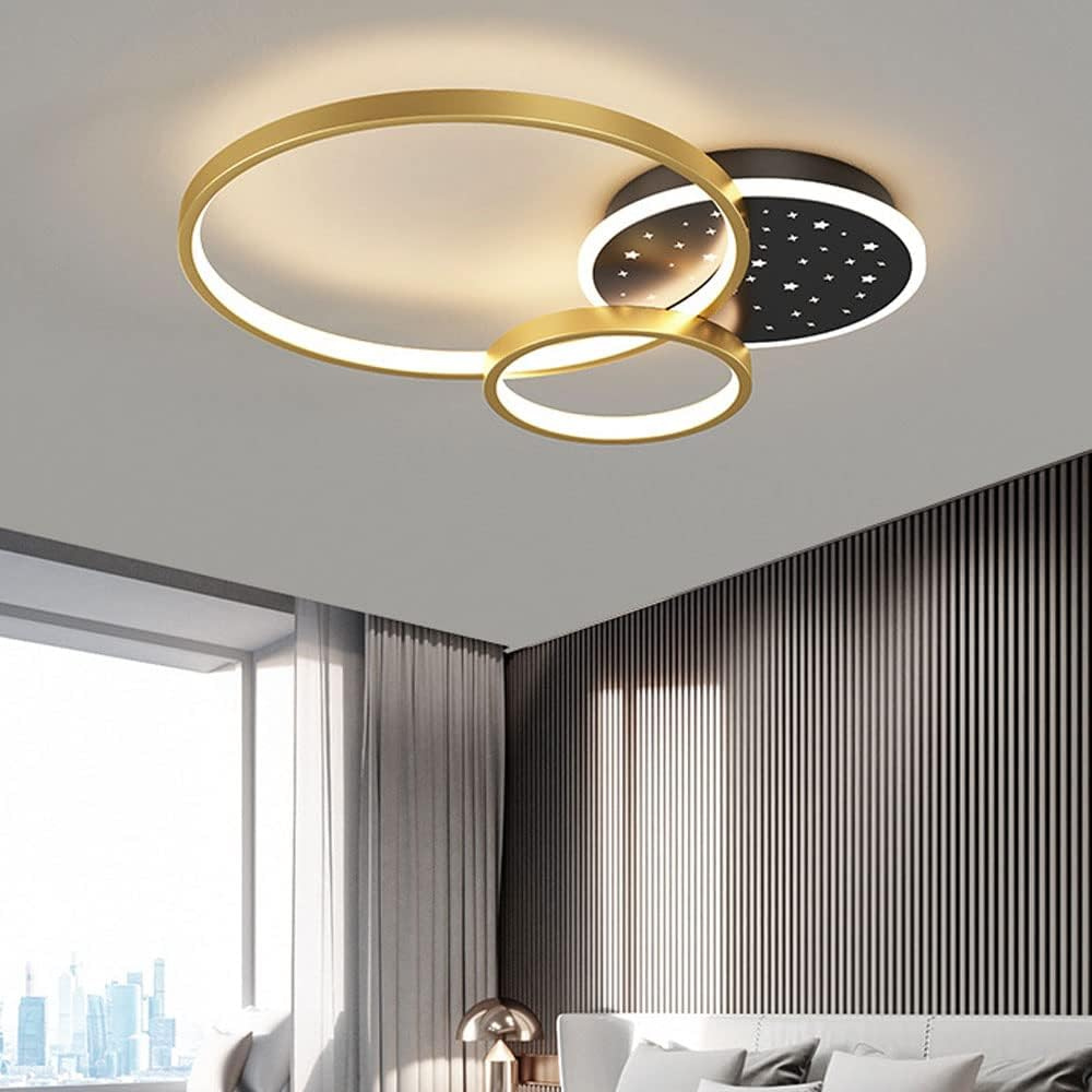 Lustra tip Led Ring  Starry, cu telecomanda, 108W, auriu, cu Trei modalitati de iluminare