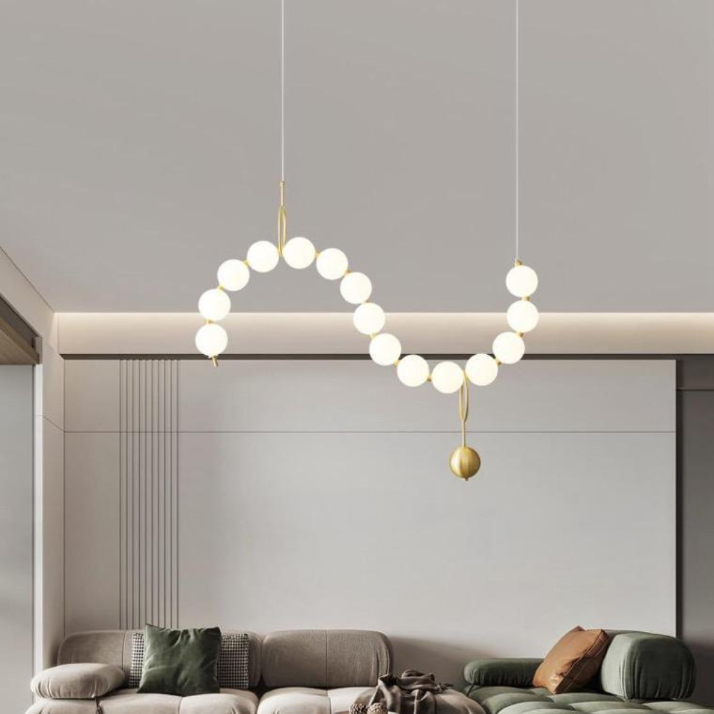 Lustra tip Led New Celestial, Atarnata, stil Simply, auriu cu alb