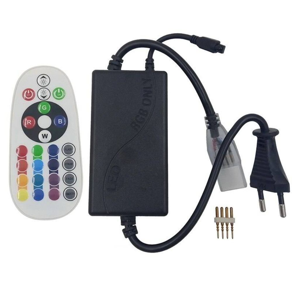 Cablu De Alimentare Banda Led Rgb,PachetCu Telecomanda, 220V, Max. 50M