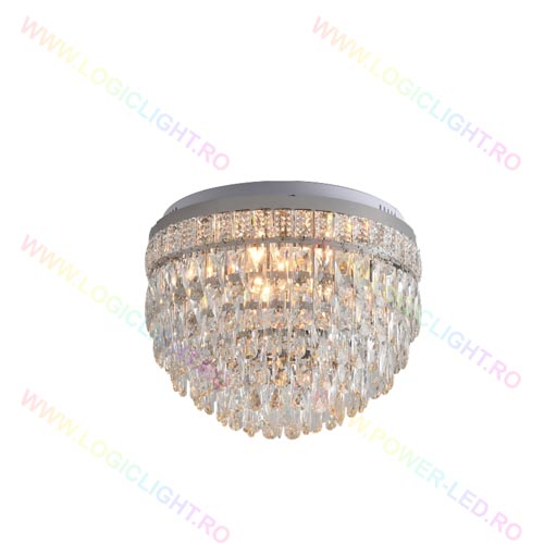 Lustra tip Led Rotunda, Cu Imitatie Cristale, 2 Nivele De Iluminat, Cu Telecomanda, Max. 11X40W Dulie E14