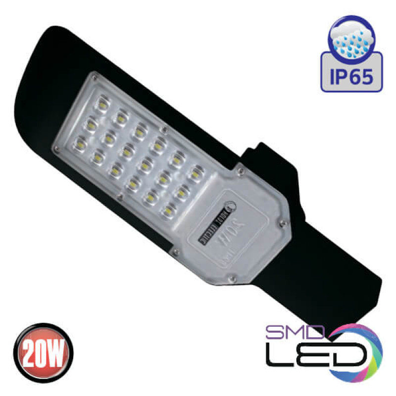 Corp de Iluminat cu Led, pentru Iluminat Stradal, 20W Negru 6400K 85-265V