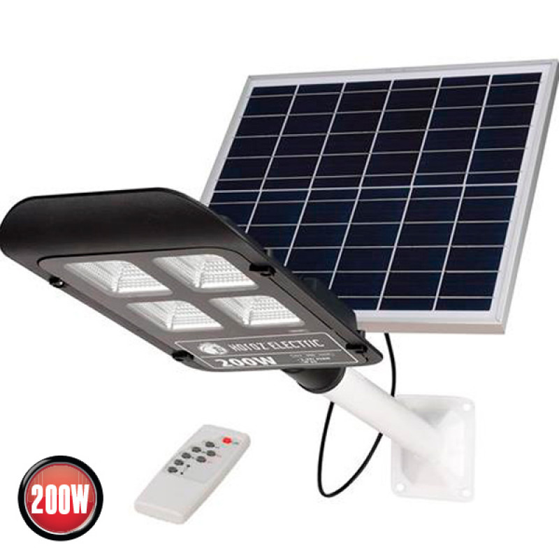 Corp de Iluminat cu Led, pentru Iluminat Stradal, Incarcare Tip Solar, 200W Negru 6400K 