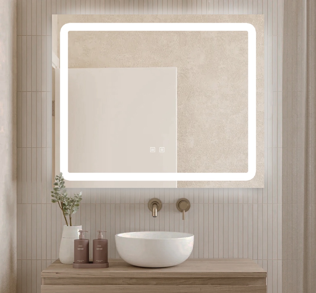 Oglinda Baie Led, moderna Ria, 80X65cm, cu Dezaburire si Buton Tactil