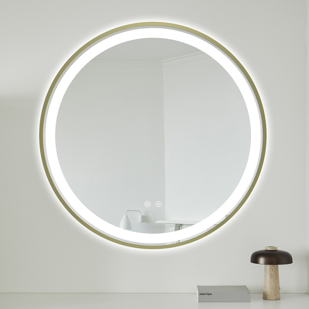 Oglinda Baie Led, moderna Norwy, 70cm, cu Led si Dezaburire, Buton Tactil, Easy Touch, Rama Bronz Antichizat