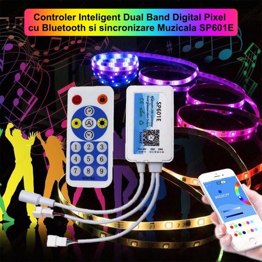 [ALX-18A109] Controller Banda Led Pixel 2 canale cu Bluetooth SP601E