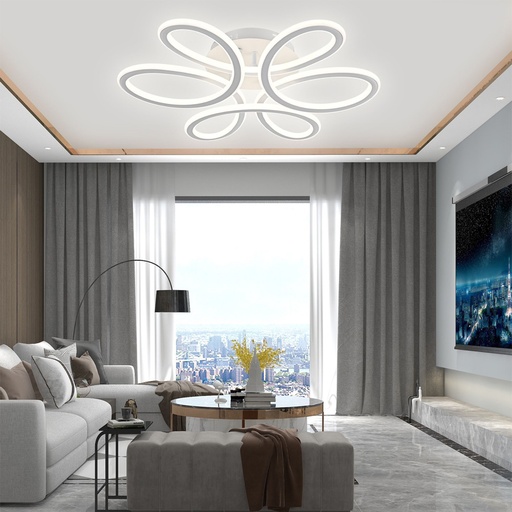 [FSL-2104WH] Lustra tip Led Ring  Flower cu telecomanda, 230W, dimabila,  alba, cu Trei modalitati de iluminare