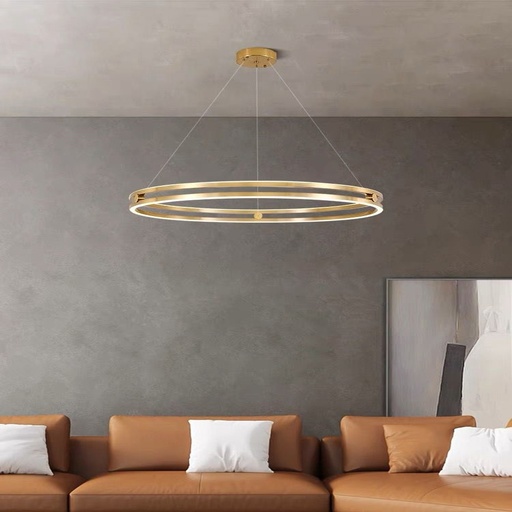 [FSL-G3848GD] Lustra tip Led New Ring, Atarnata, cu telecomanda, 92W, 4000lm, auriu, cu Trei modalitati de iluminare