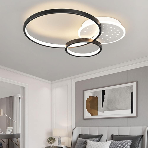 [FSL-G3868BK] Lustra tip Led Ring  Starry, cu telecomanda, 108W, negru, cu Trei modalitati de iluminare