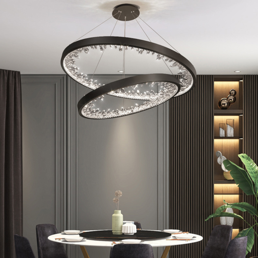 [FSL-G23529-40+60BK] Lustra tip Led Shiny Crystals, Atarnata, cu telecomanda,126W, iluminat New, negru