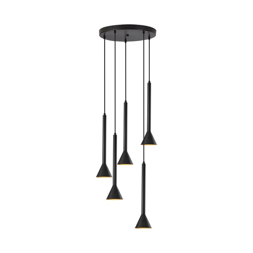 Lustra 5 pendule Longspot P011R-5H-5xGU10 rotund negru max 5x10W